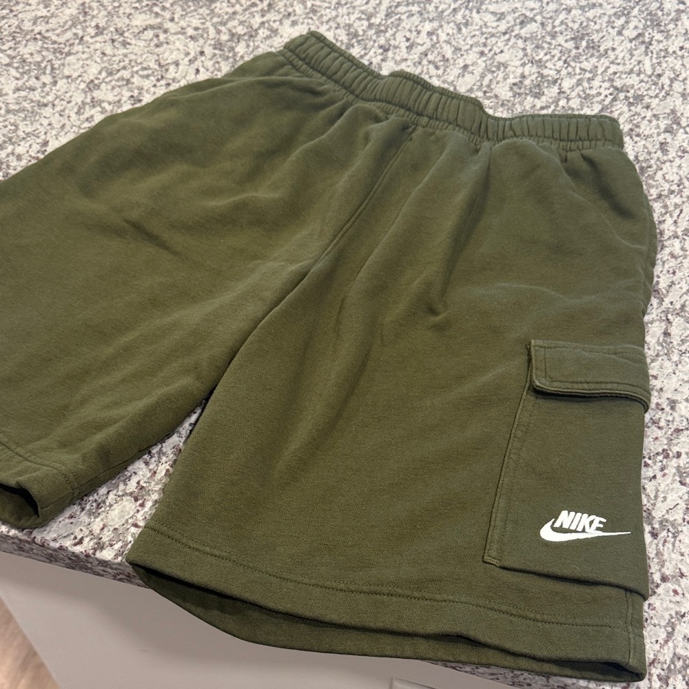 Nike Olive Cargo Fleece Shorts with White Logo
